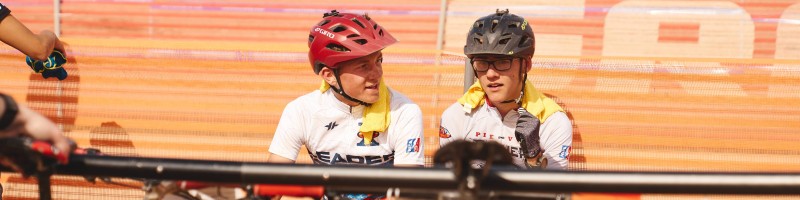 Two members of a high school mountain biking team in St. George, Utah.